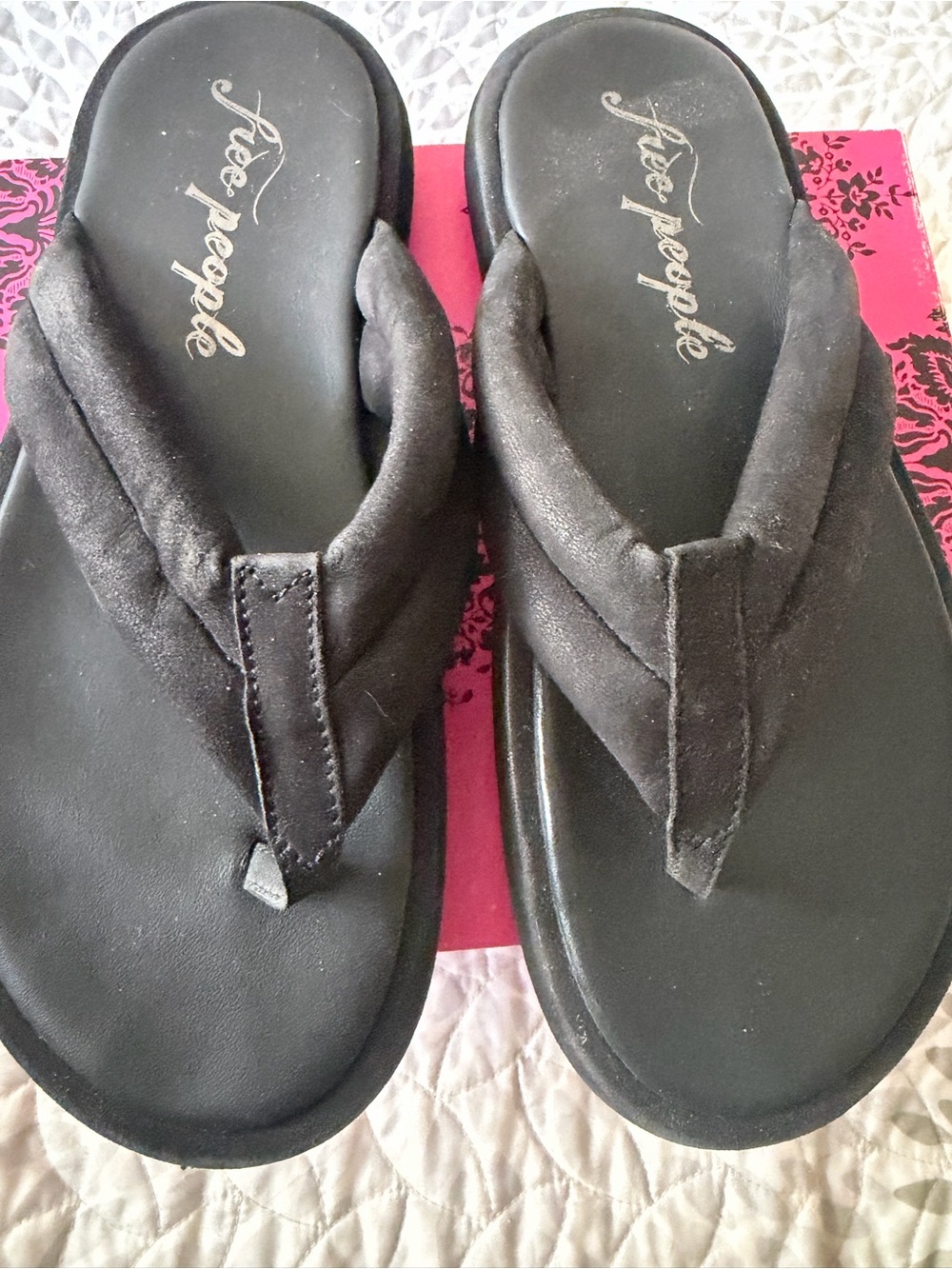 Free People Black Padded Flip Flop Sandals